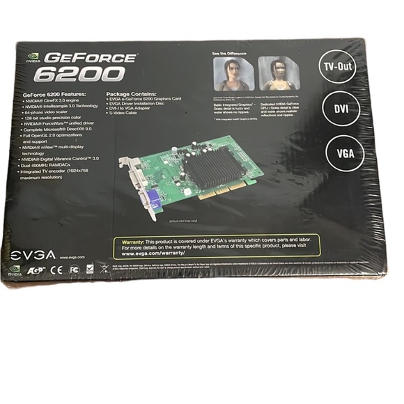 EVGA GeForce 6200 512 MB DDR2 AGP 8X VGA/DVI-I/S-Video Graphics Card - Picture 1 of 3